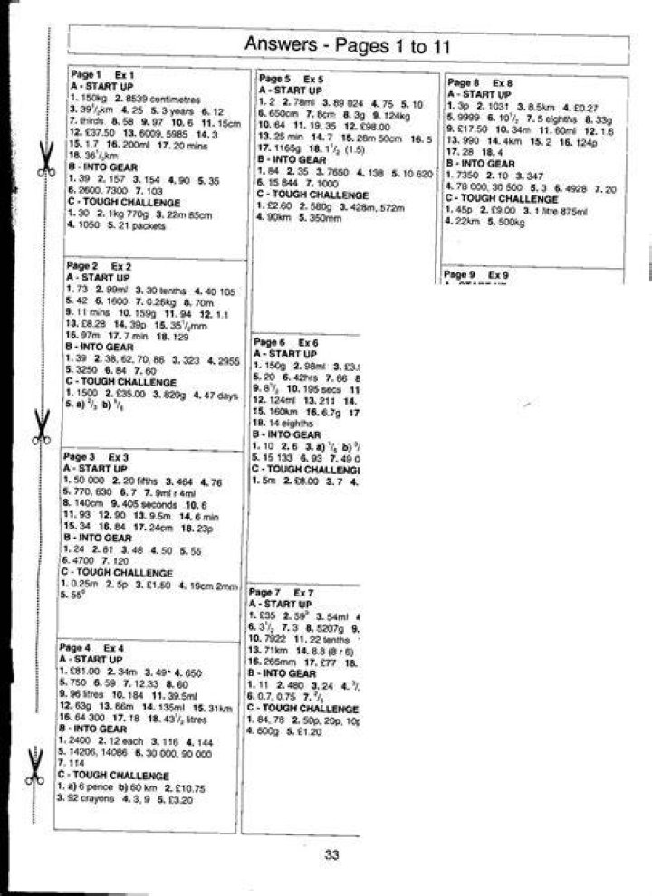 5A 2010 answers to mental maths