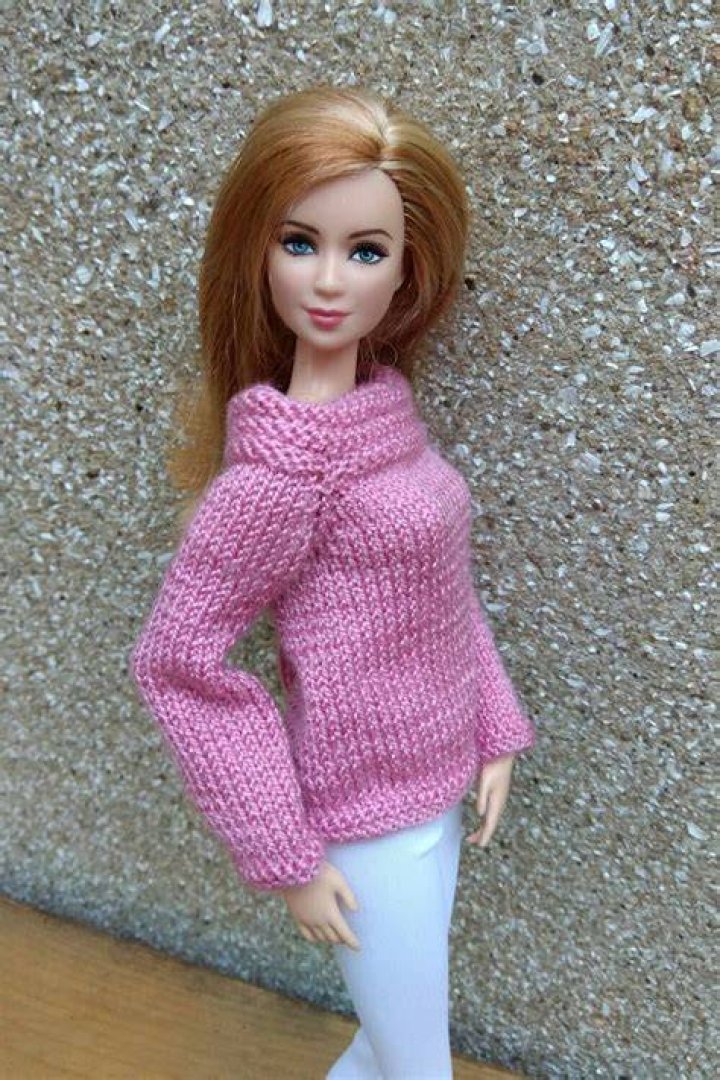 Barbie doll clothes. Handknitted red sweater with fancy cow Etsy