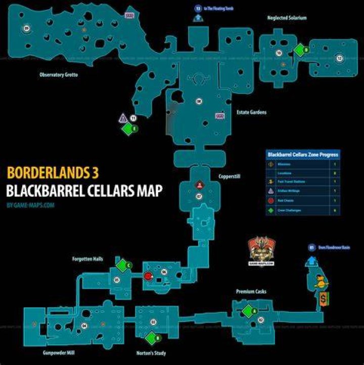 Blackbarrel Cellars Map for Borderlands 3