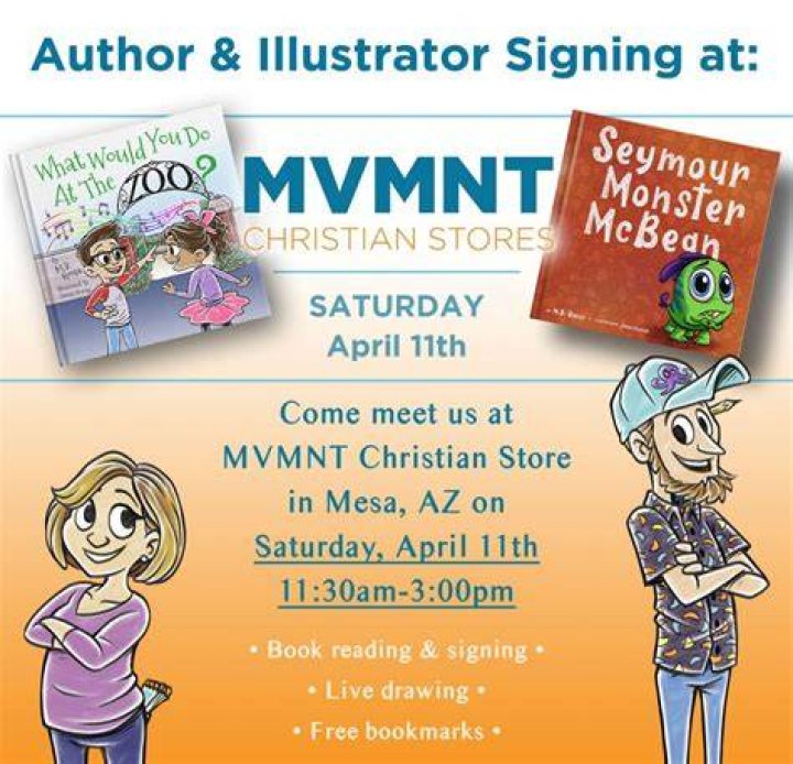Book Signing at MVMNT Christian Store Freelance Fridge Illustration