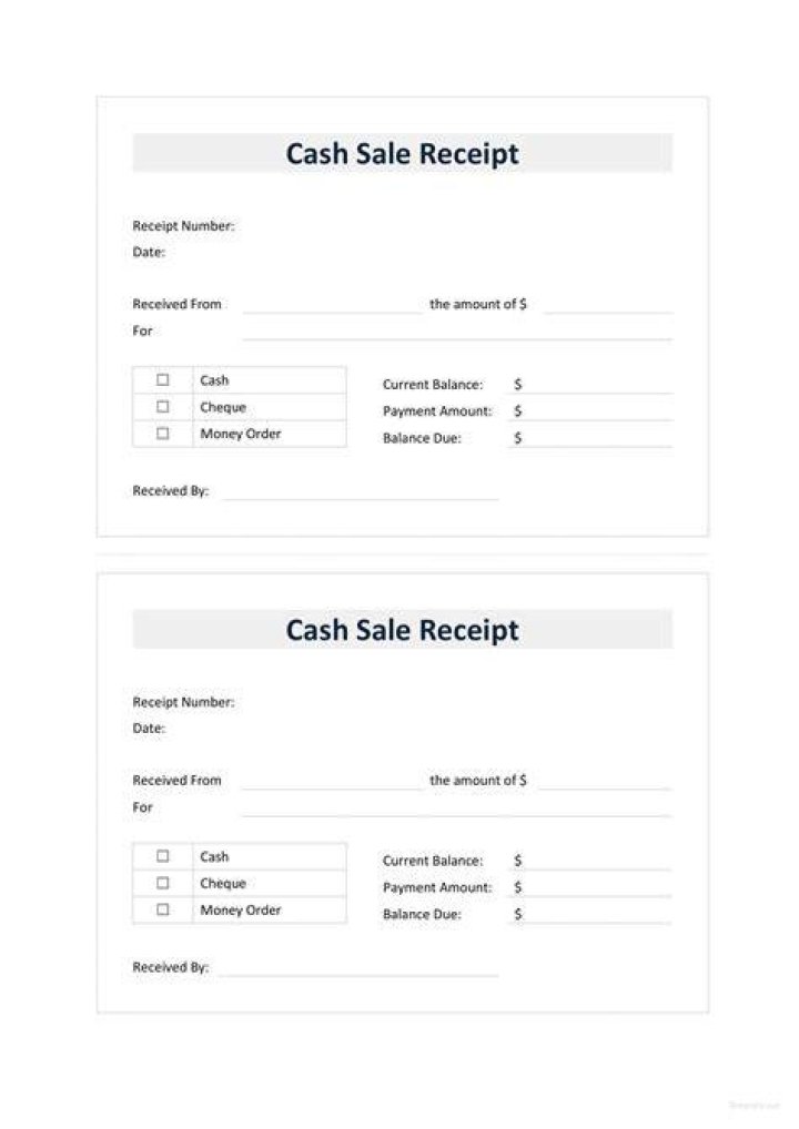 Cash Sale Receipt Template in Google Docs, Google Sheets, Excel, Word