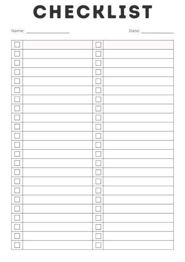 checklist templates