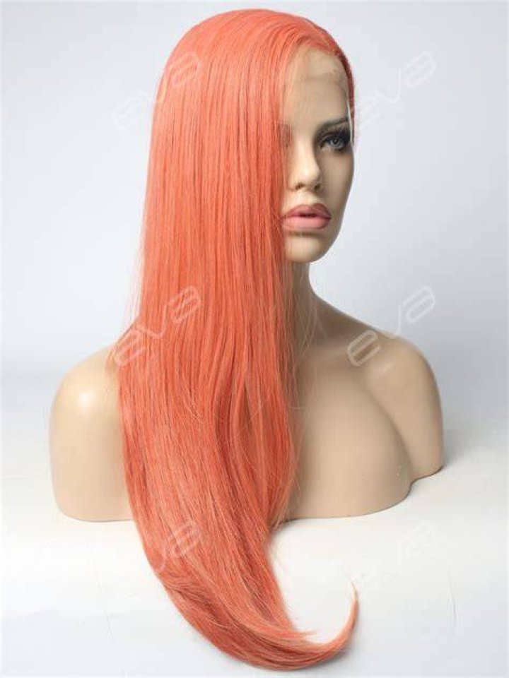 Deep Coral Long Straight Synthetic Lace Front Wig Synthetic lace