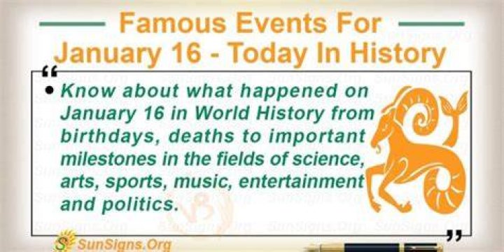 Famous Events For January 16 - Today In History
