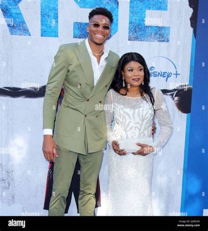Giannis Antetokounmpo, Veronica Antetokounmpo arrives at The Disney