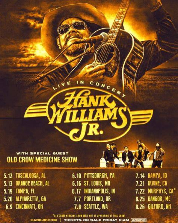 Hank Williams Jr. Announces 2023 Tour With Special Guest Old Crow Medicine Show Hank Williams Jr. Announces 2023 Tour With Special Guest Old Crow Medicine Show