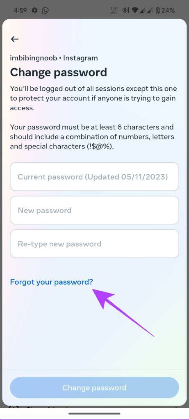 Instagram Password Change Link 2021