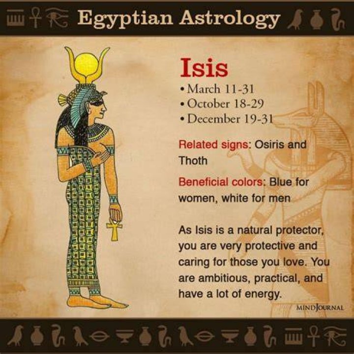 Isis zodiac sign is the sixth in Egyptian Astrology.