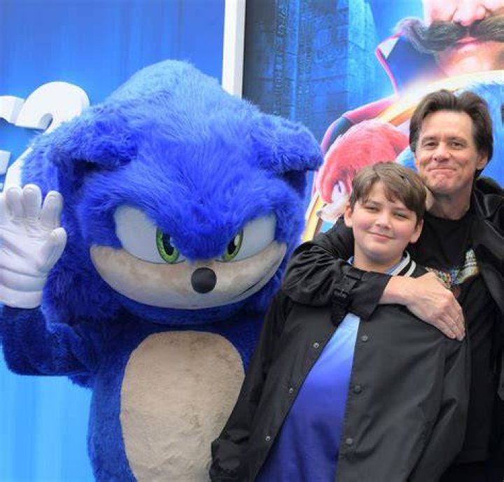 Jim Carrey and grandson at Sonic 2 Family Day Event