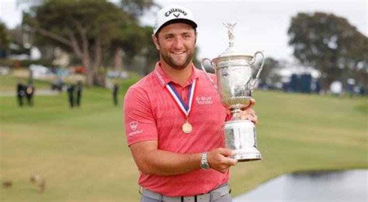 Jon Rahm celebrates US Open win with wife Kelley Cahill, son