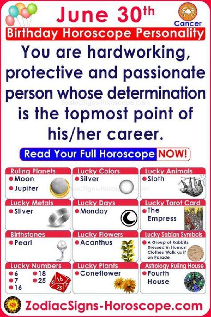 June 30 Zodiac Horoscope Birthday Personality
