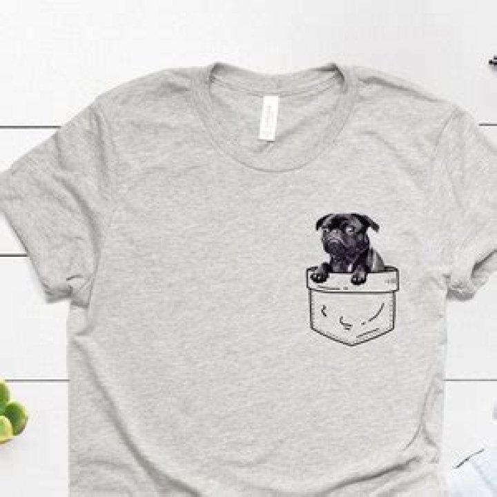 Mia Pug Print TShirt Grey Curvewow