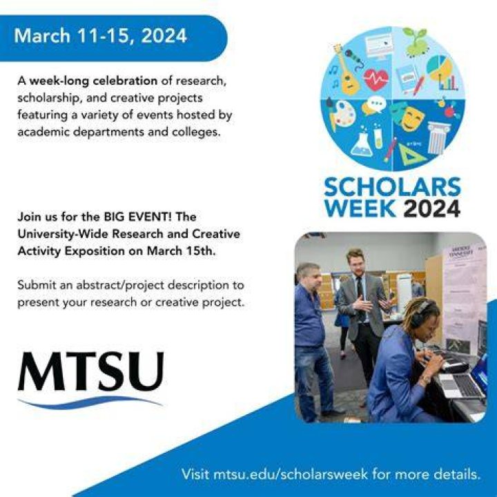 MTSU Scholars Week abstract deadline is March 3 MTSU News