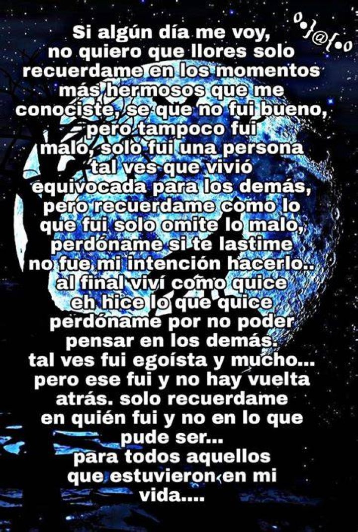 No venimos a ser eternos Hoy estamos ma&ntilde;ana no lo sabemos... As&iacute; es la
