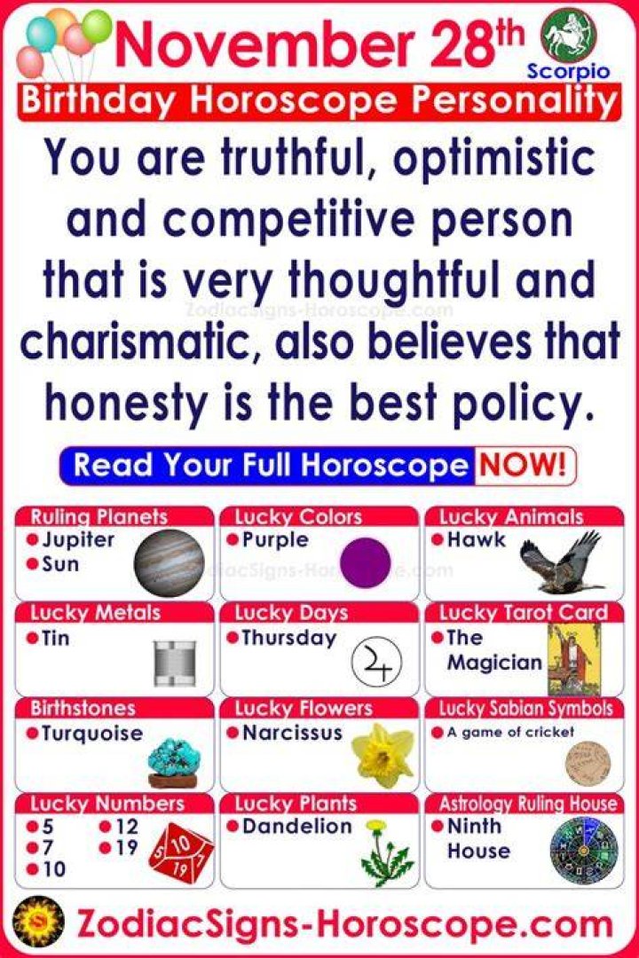 November 28 Zodiac Horoscope Birthday Personality
