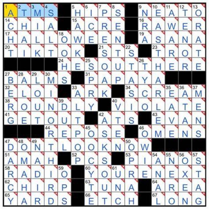 NYT Crossword clue answers for October 31 2023