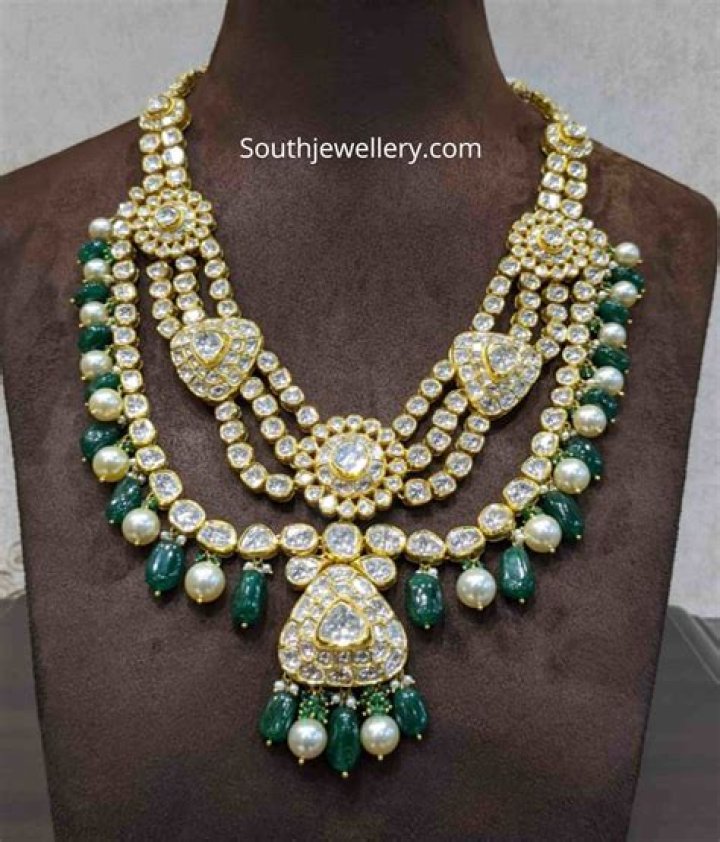 Polki diamond step haram Indian Jewellery Designs