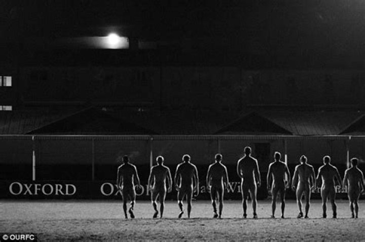 Posh totty! Players from Oxford University Rugby Football Club strip
