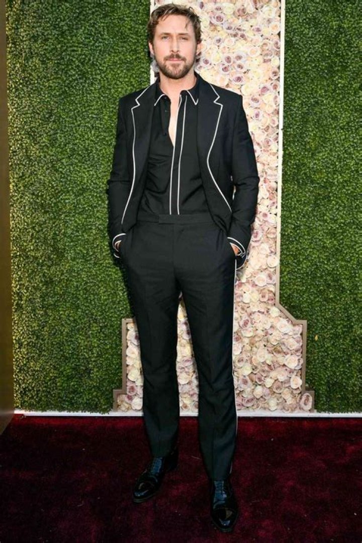 Ryan Gosling Wears Custom Gucci Suit with Unbuttoned Shirt to Golden