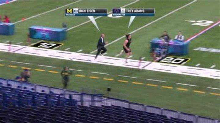 Simulcam Rich Eisen vs. slowest 40yard dash runner at 2020 combine