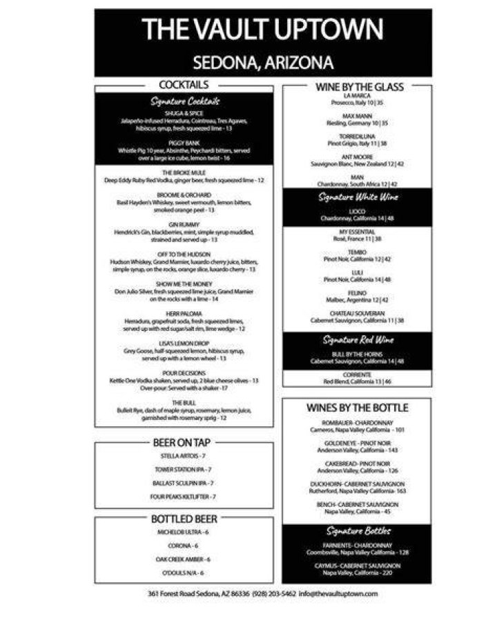 The Vault Uptown Sedona Monthly