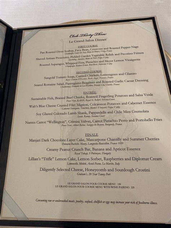 Unveil The Enchanting Club 33 Restaurant Menu