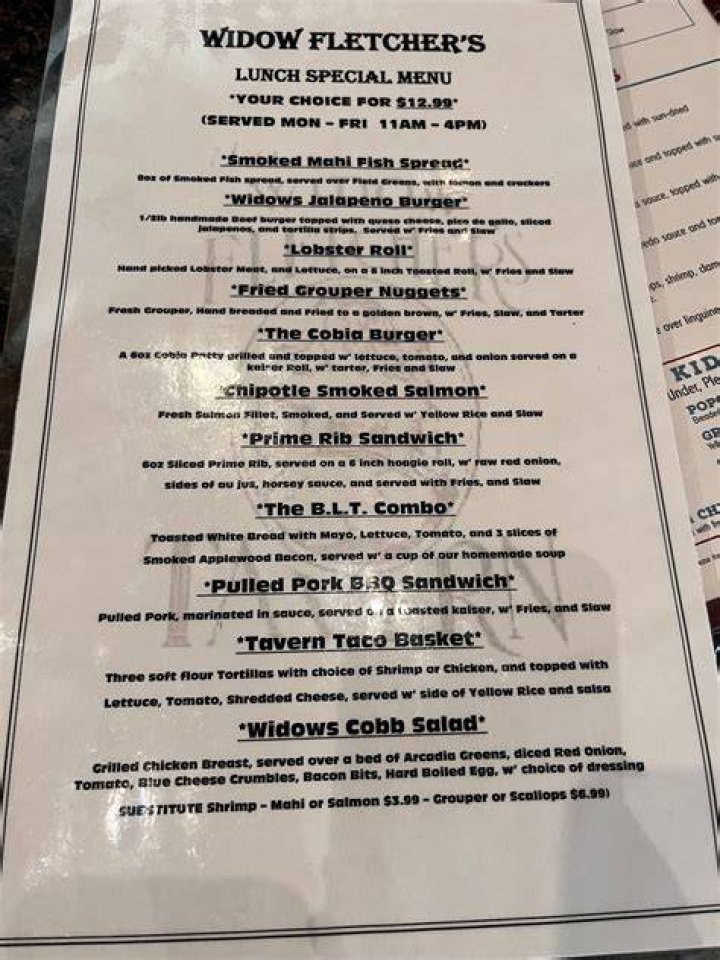 WIDOW FLETCHERS, New Port Richey Restaurant Reviews, Photos & Phone